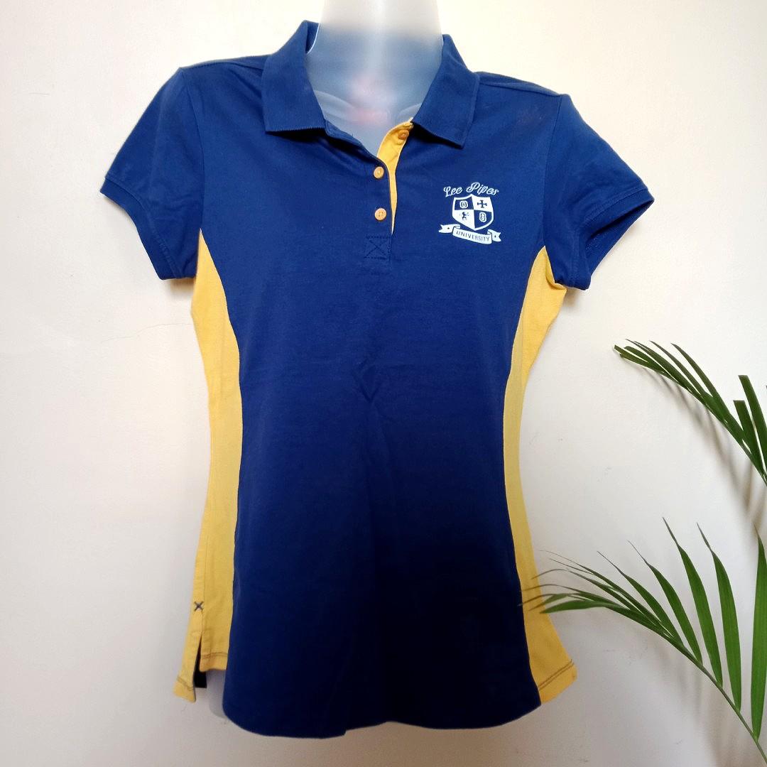 Blue yellow deals polo shirt
