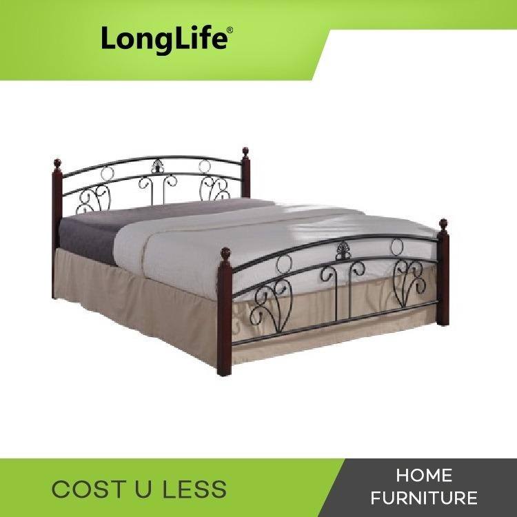 Longlife Nv 101 Malaysian Rubber Wood Bed Frame Home Furniture Single Double Size Queen Semi Queen Bed Wood And Metal Wooden Bed Home Furniture Furniture Fixtures Beds Mattresses On