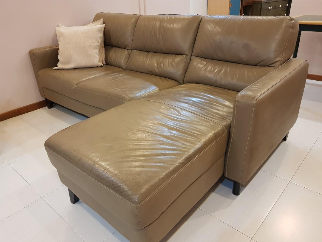 Lshape Leather Sofa (SUPER DISCOUNT), Furniture & Home Living
