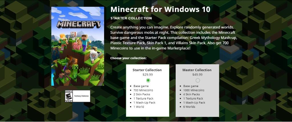 Minecraft Windows 10 Edition Digital Code