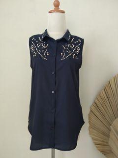 Navy Blouse biru