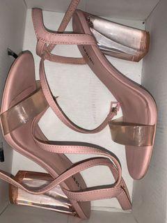 pink clear heels 6.5
