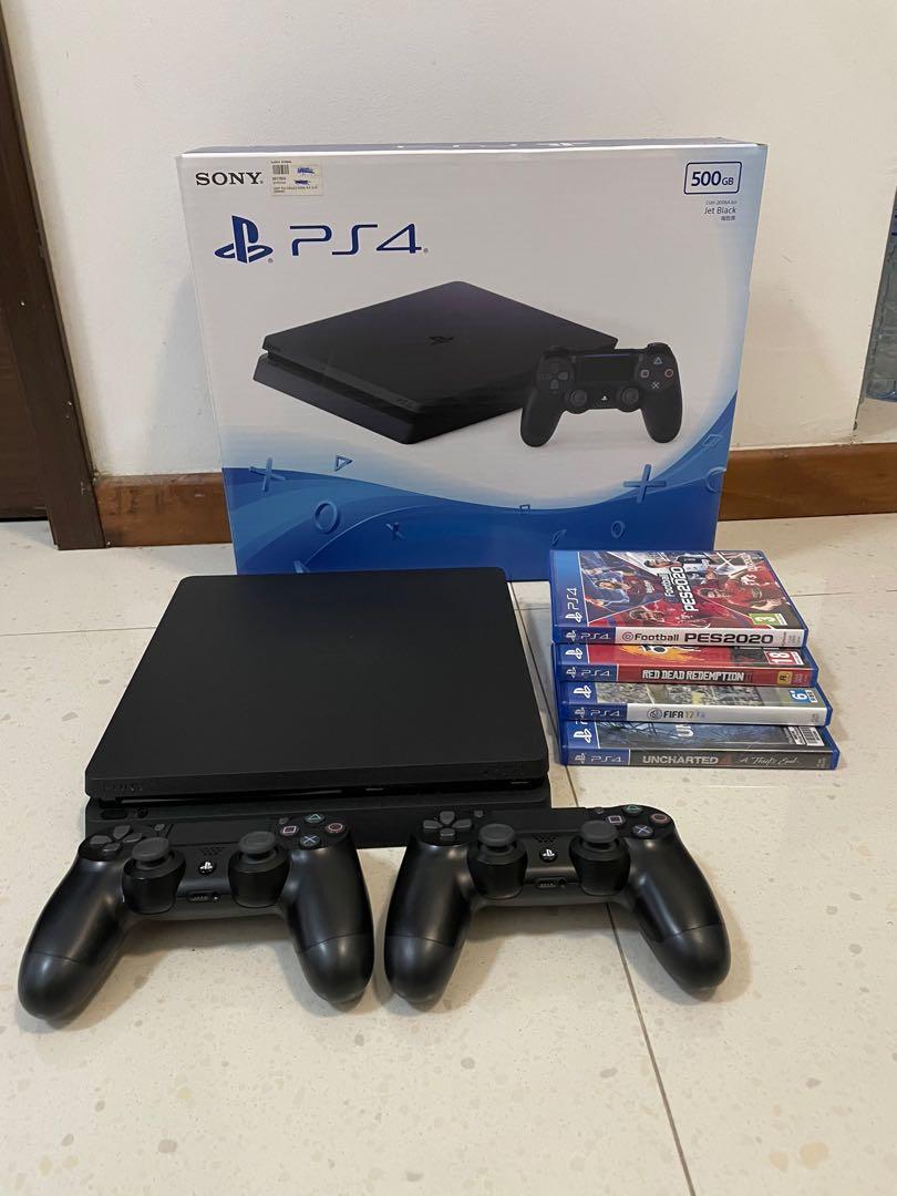playstation 4 with 2 controllers