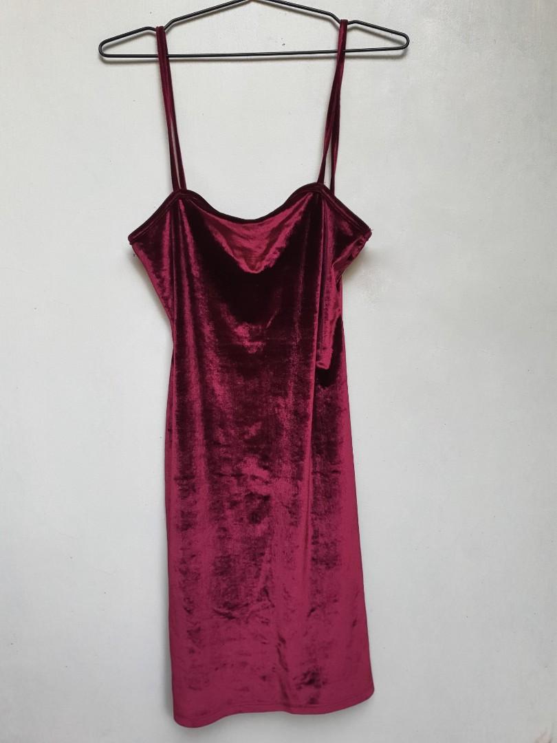 Pull and Bear red velvet dress Women s Fashion Dresses Sets