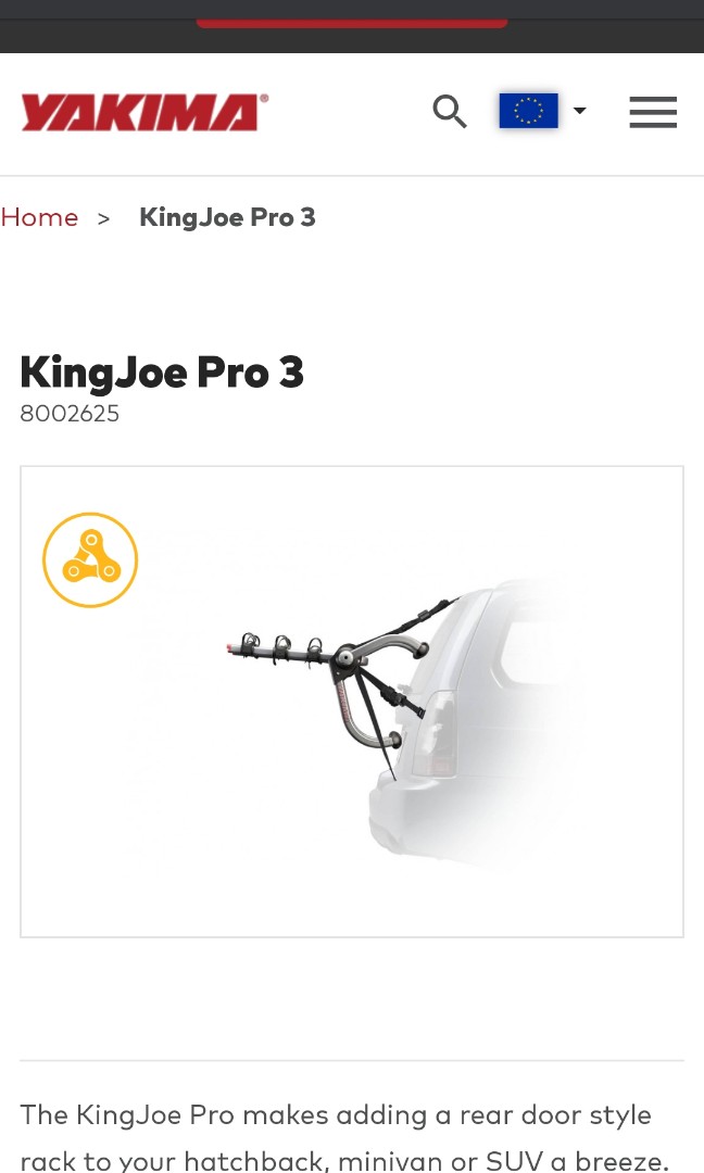 Yakima king joe hotsell pro 3 bike rack