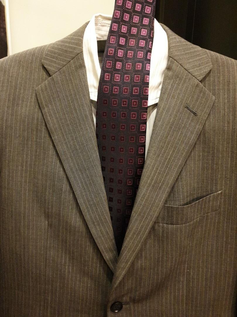 Scoop Club Japan Summer Lightweight Wool Suit Blazer Grey Pinstripe