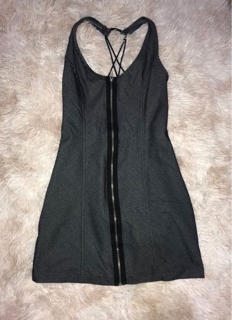 Everyday Zipper Dress, Solid Black