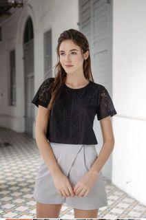 #blogshopparty The thread theory black lace button down multi-way crop top