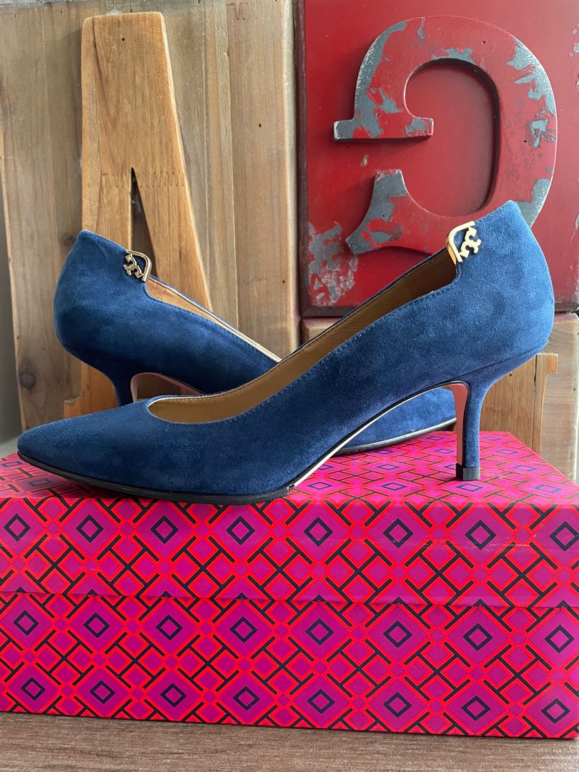 Tory burch blue heels outlet