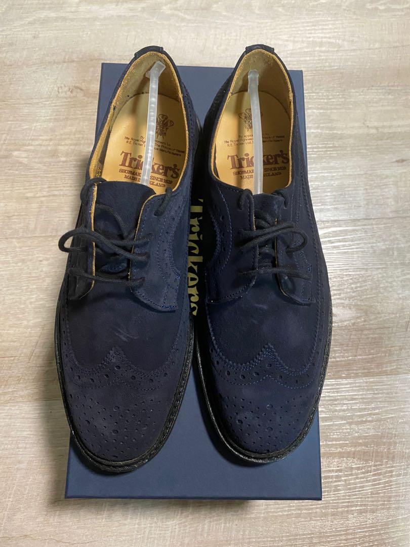 Tricker s navy suede Richard Longwing Brogue