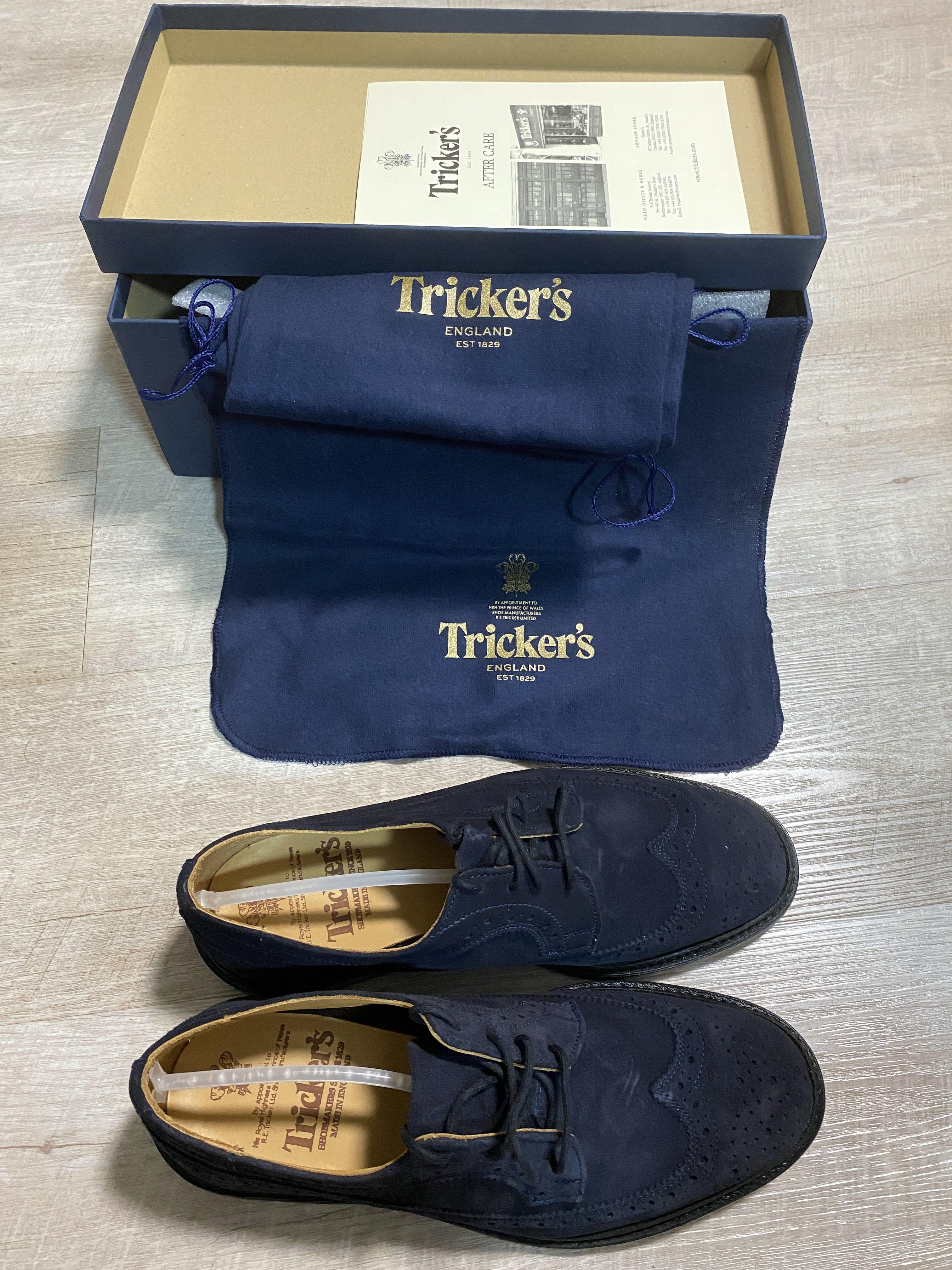 Tricker s navy suede Richard Longwing Brogue