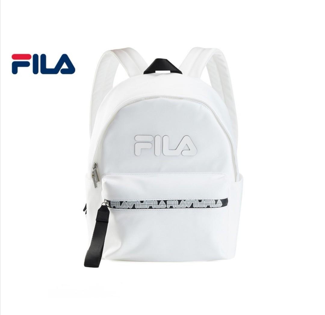 White FILA logo backpack