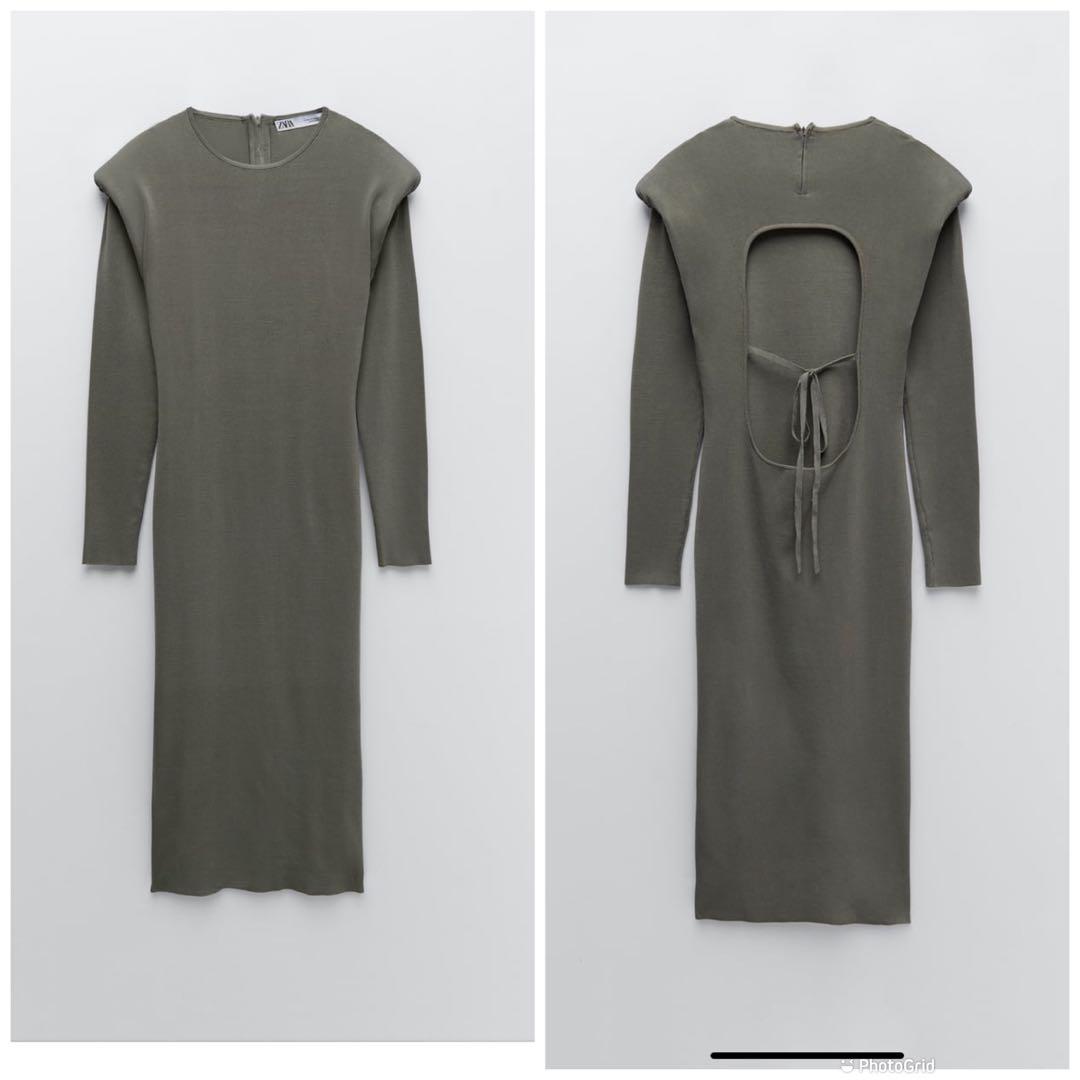 Zara knit dress with shoulder pads 