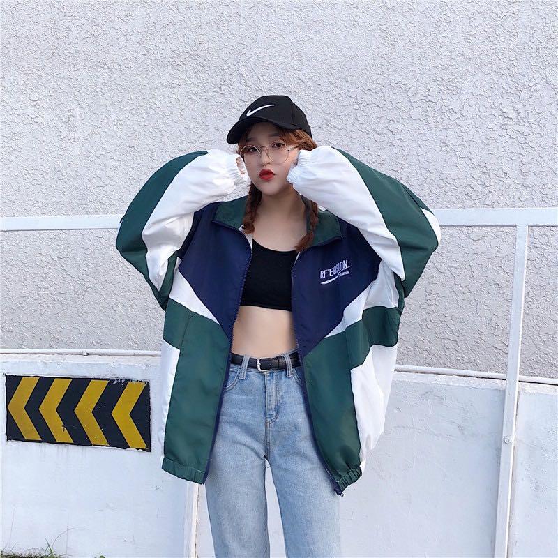Navy blue and white windbreaker online