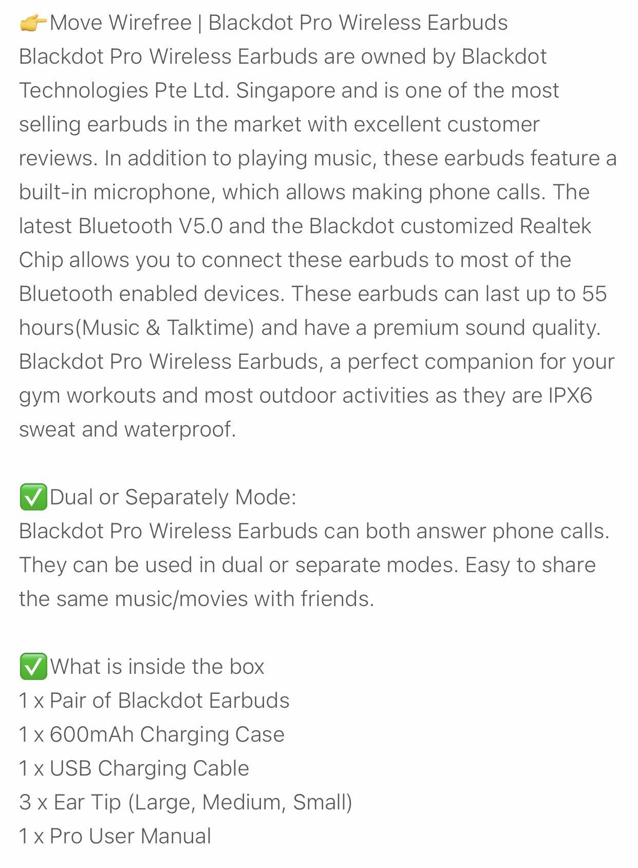 Blackdot store earbuds manual