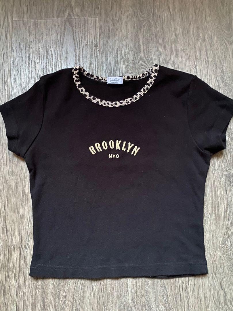 Brandy Melville Brooklyn Nyc Cheetah Trim Black Ashlyn Top Women S Fashion Tops Other Tops On Carousell
