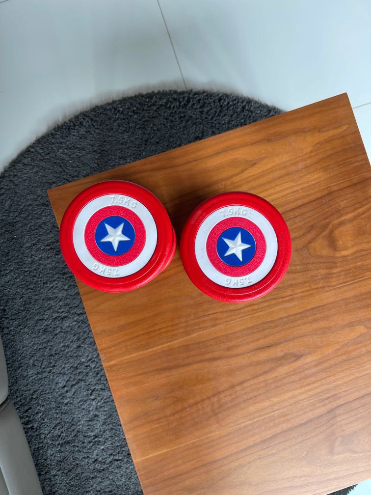 Captain America Dumbbells 7 5kg Pair Sports Equipment Exercise Fitness Weights Dumbbells On Carousell