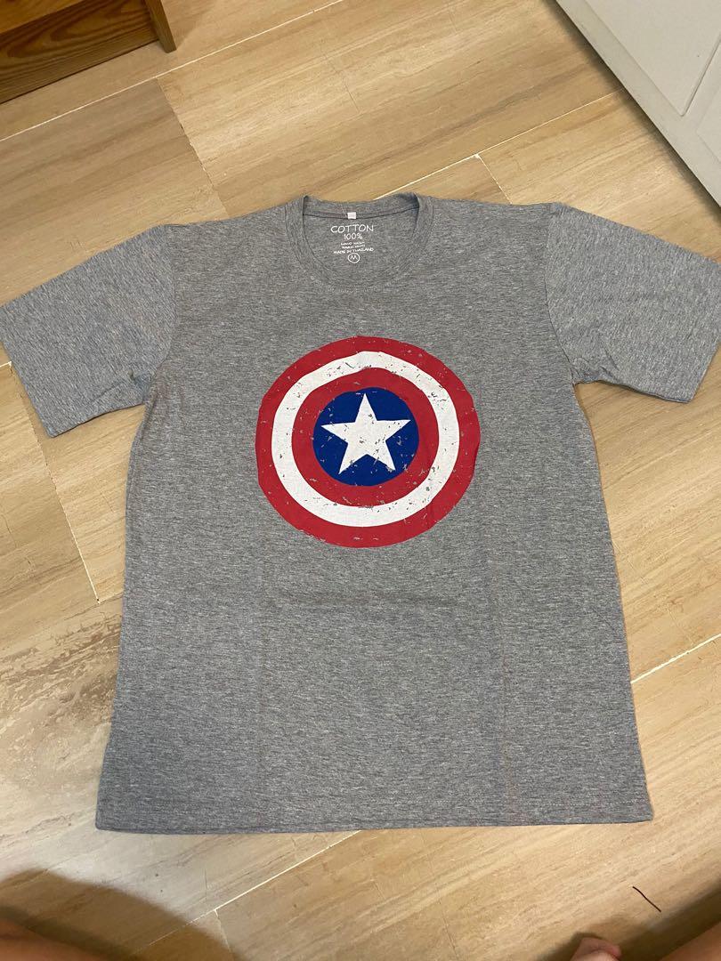 Captain America Grey T Shirt Men S Fashion Tops Sets Tshirts Polo Shirts On Carousell