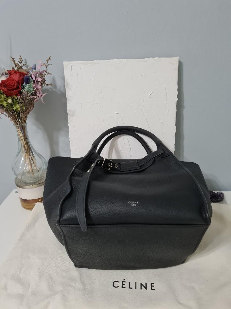 Small big bag with long strap in supple grained calfskin cheap