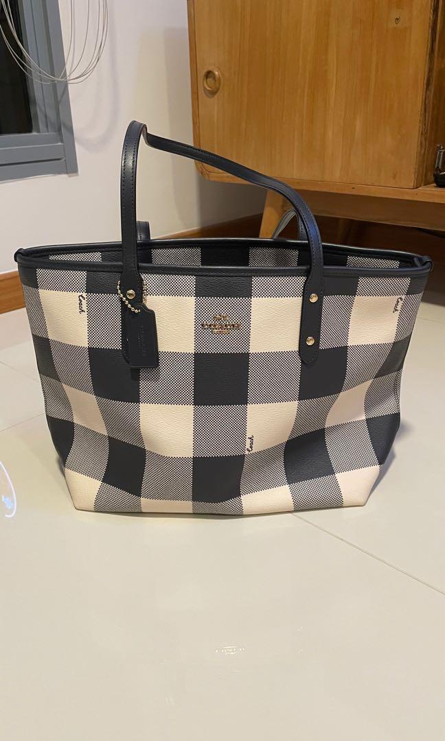Coach checkered top tote