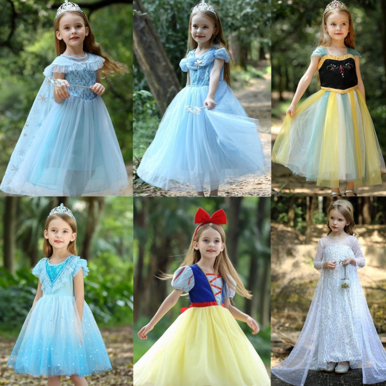 Frozen 2 Fancy Girl Princess Dress Jasmine Cinderella Elsa Anna