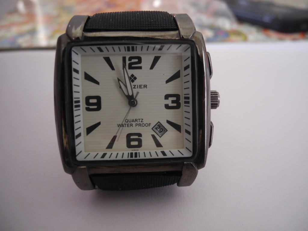 Glazier Square Pinstripe White Dial Watch