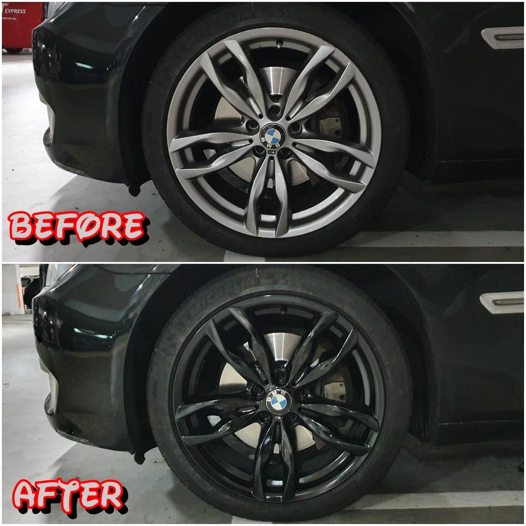 Gloss Black Rim Spray Paint Service On Bmw 730 Car Accessories Car Workshops Services On Carousell