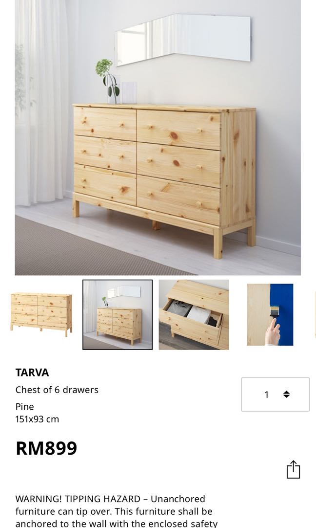 IKEA Tarva Chest Drawer Furniture Home Living Furniture