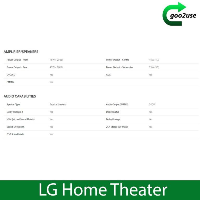 LG Home Theater 5 Speaker HiFi System, Electronics, Audio on Carousell