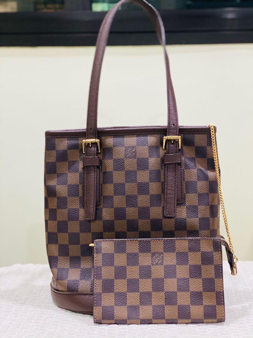 Louis Vuitton Damier Ebene Marais Bucket Bag with Accessory Pochette,  Luxury, Bags & Wallets on Carousell