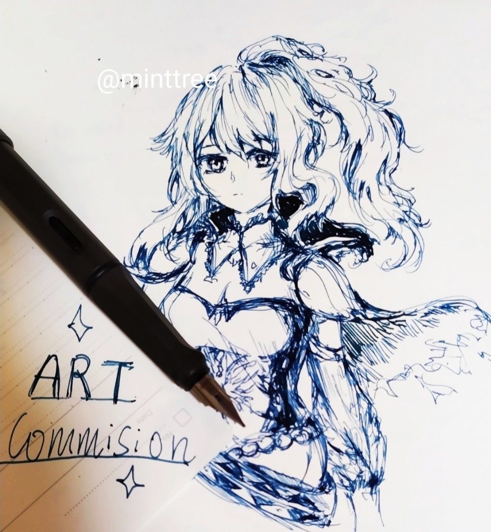 Art commission ~ manga/anime style (Ink), Hobbies & Toys, Stationery &  Craft, Art & Prints on Carousell
