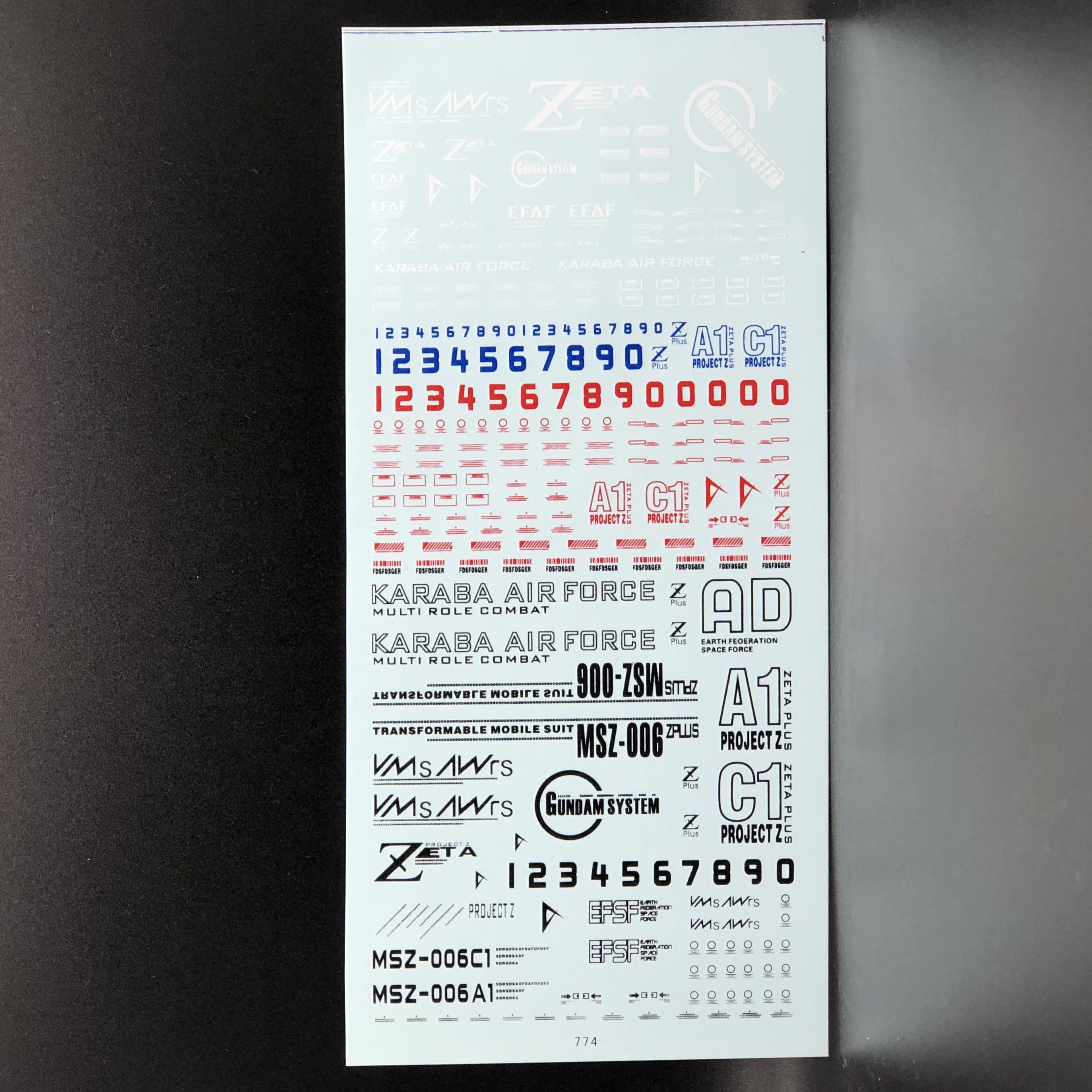 MG z plus Zeta plus Gundam Decal Z+高達水貼, 興趣及遊戲, 玩具 & 遊戲類 - Carousell