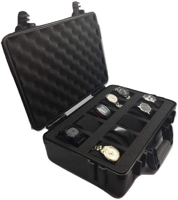 ModernGen 10 Slot Watch Box Travel Case Heavy Duty Plastic Impact
