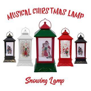 Musical Christmas Snow House LED Lamp Santa Snowman