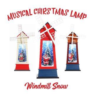 Musical Christmas Snow Windmill LED Lamp Santa Snowman