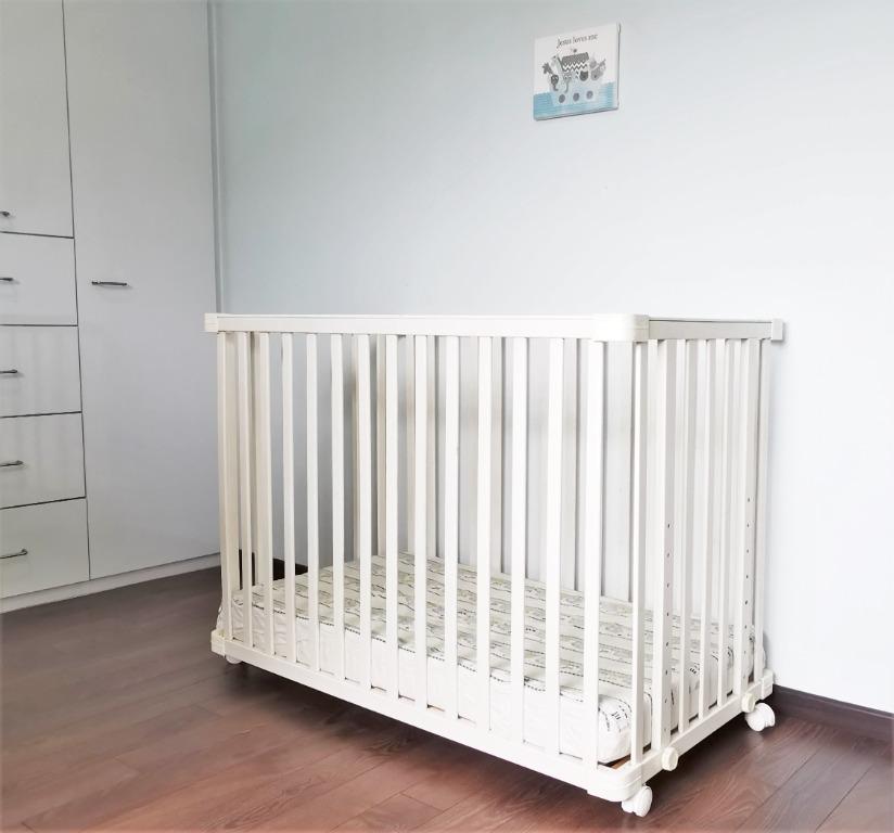 New Zealand White Pine Wood Baby Cot, Babies & Kids, Baby Nursery