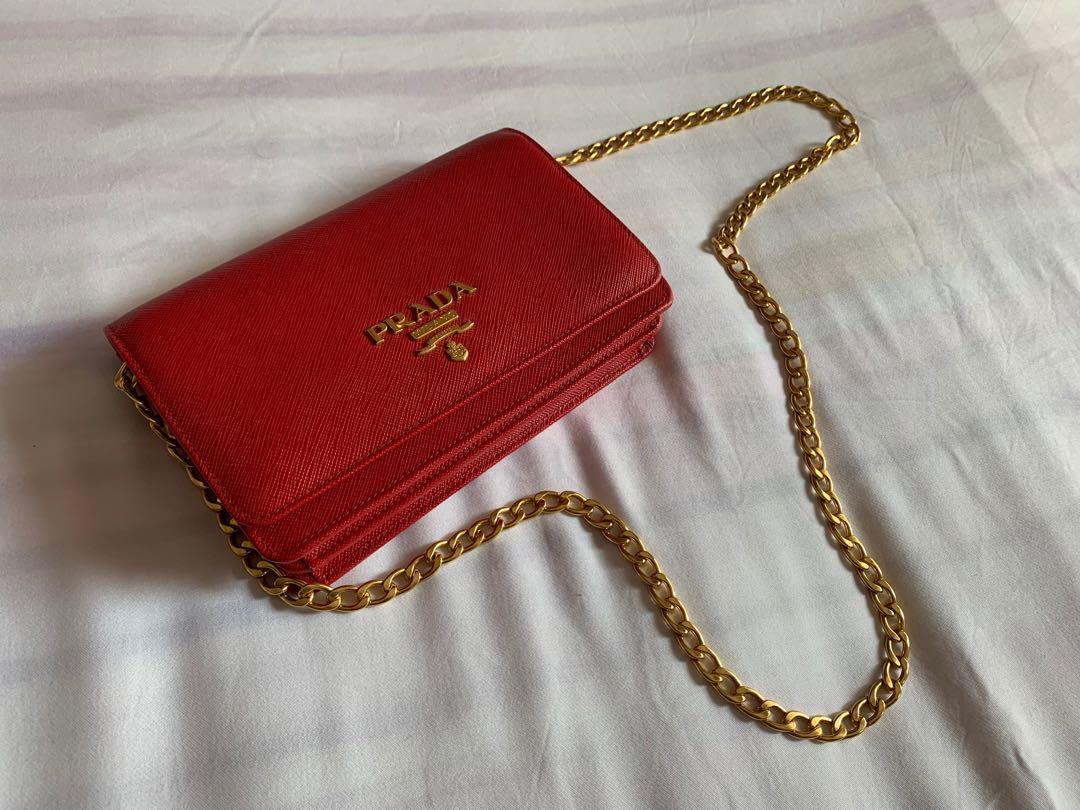 prada red sling bag