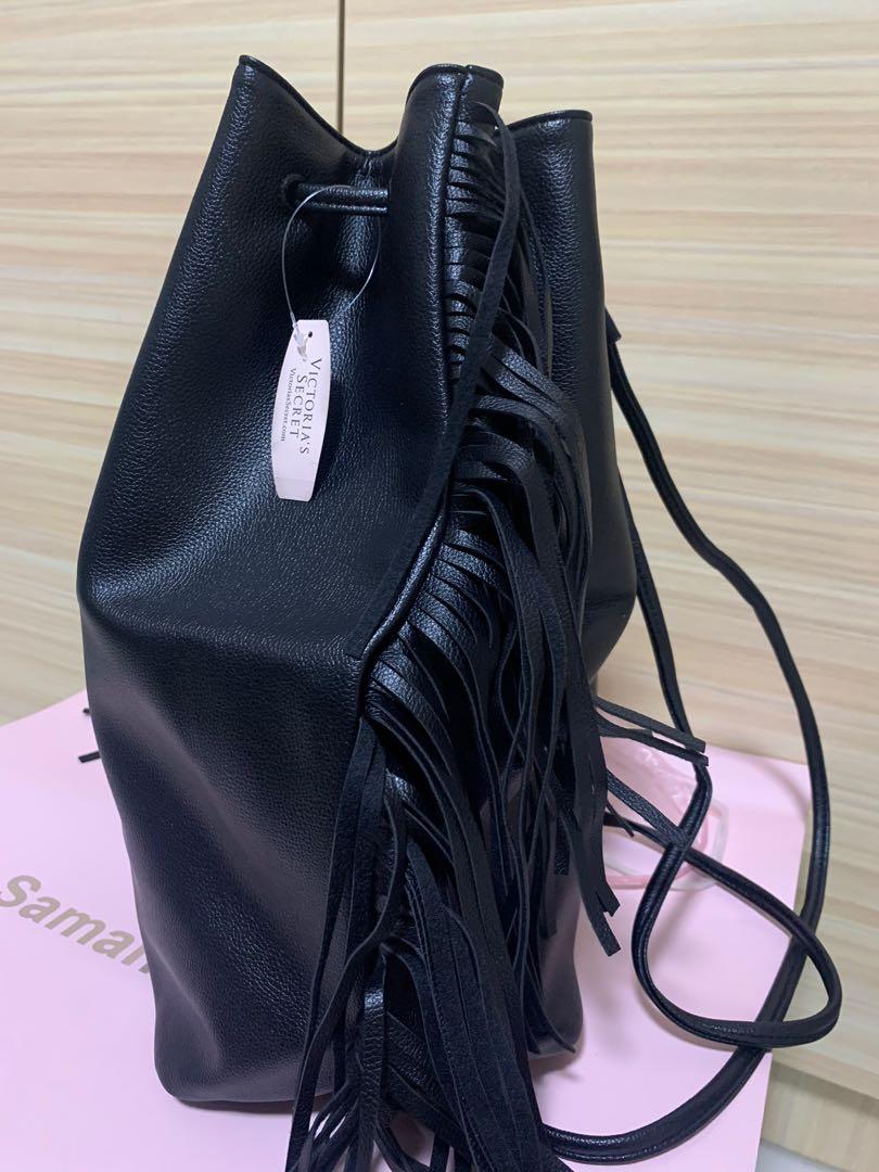Victoria s Secret Black Fringe Backpack Women s Fashion Bags