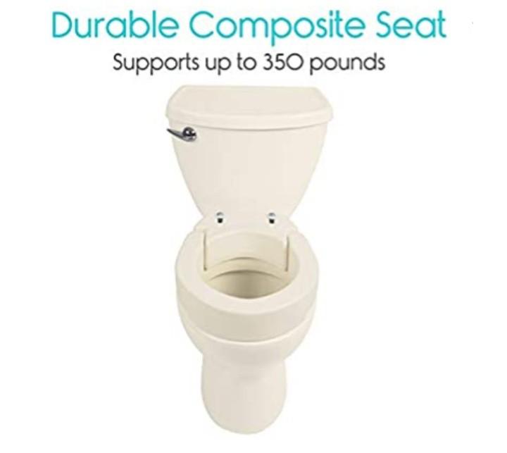 Vive Hinged Toilet Seat Riser Elevated, Raised Seat Lifter for