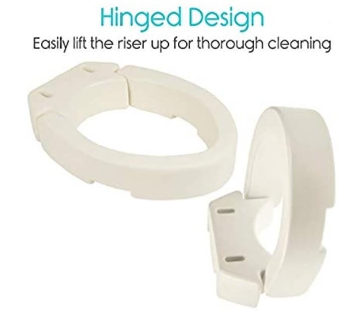 Vive Hinged Toilet Seat Riser Elevated, Raised Seat Lifter for