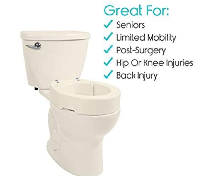 Vive Hinged Toilet Seat Riser Elevated, Raised Seat Lifter for