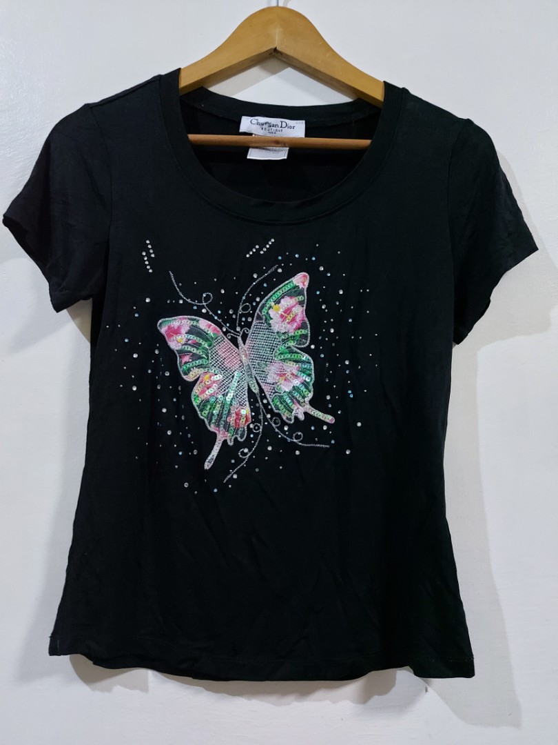 dior butterfly t shirt