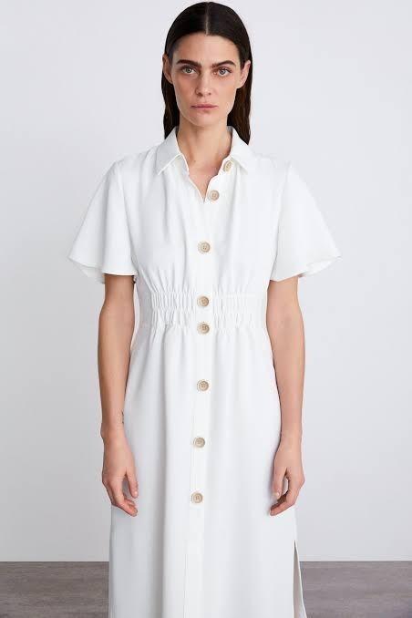 Zara button down dress (white), Women's ...