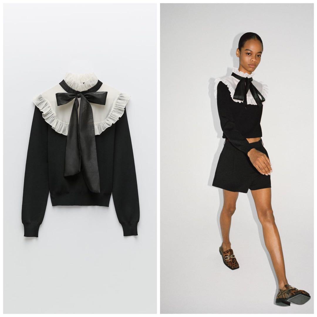 zara top with contrast sweater