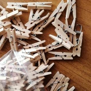 100Pcs/Set Mini DIY Wooden Clothes Photo Paper Pegs Clothespin Cards Craft Clips