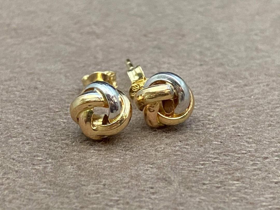18k Knot Two Tone Stud Earrings Women s Fashion Jewelry