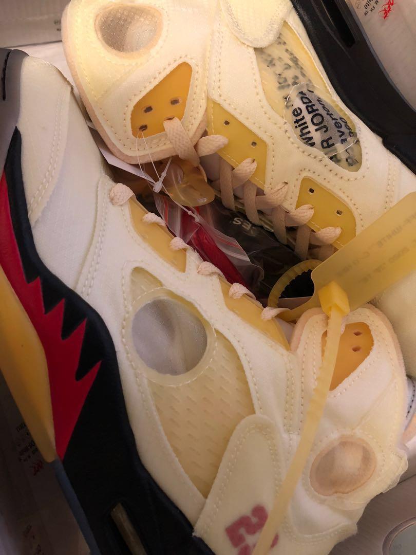 Air Jordan 5 x Off-White Sail US 9.5, 男裝, 鞋, 波鞋- Carousell