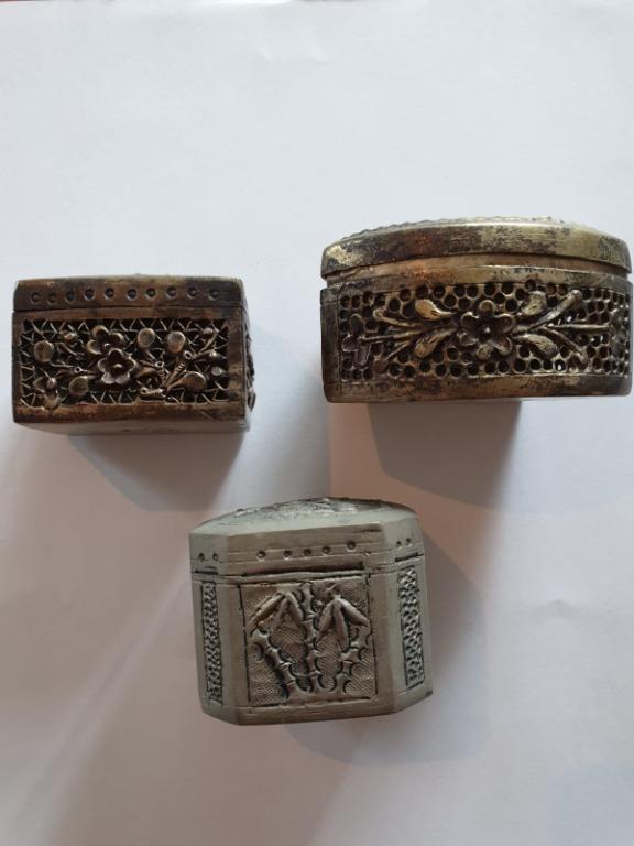 Antique Set of Peranakan Traditional Ceremonial Metal Boxes with ...