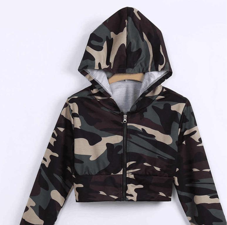 army crop top hoodie Women s Fashion Tops Other Tops on Carousell