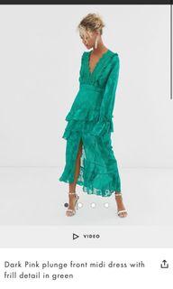 ASOS green dress, size 10, worn once, made into an open back